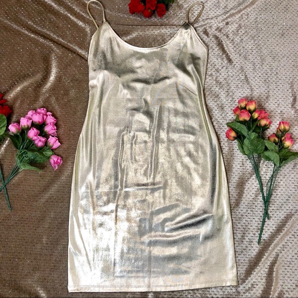 Forever 21 Dresses & Skirts - Forever 21 Gold Stretchy Mini Party Dress